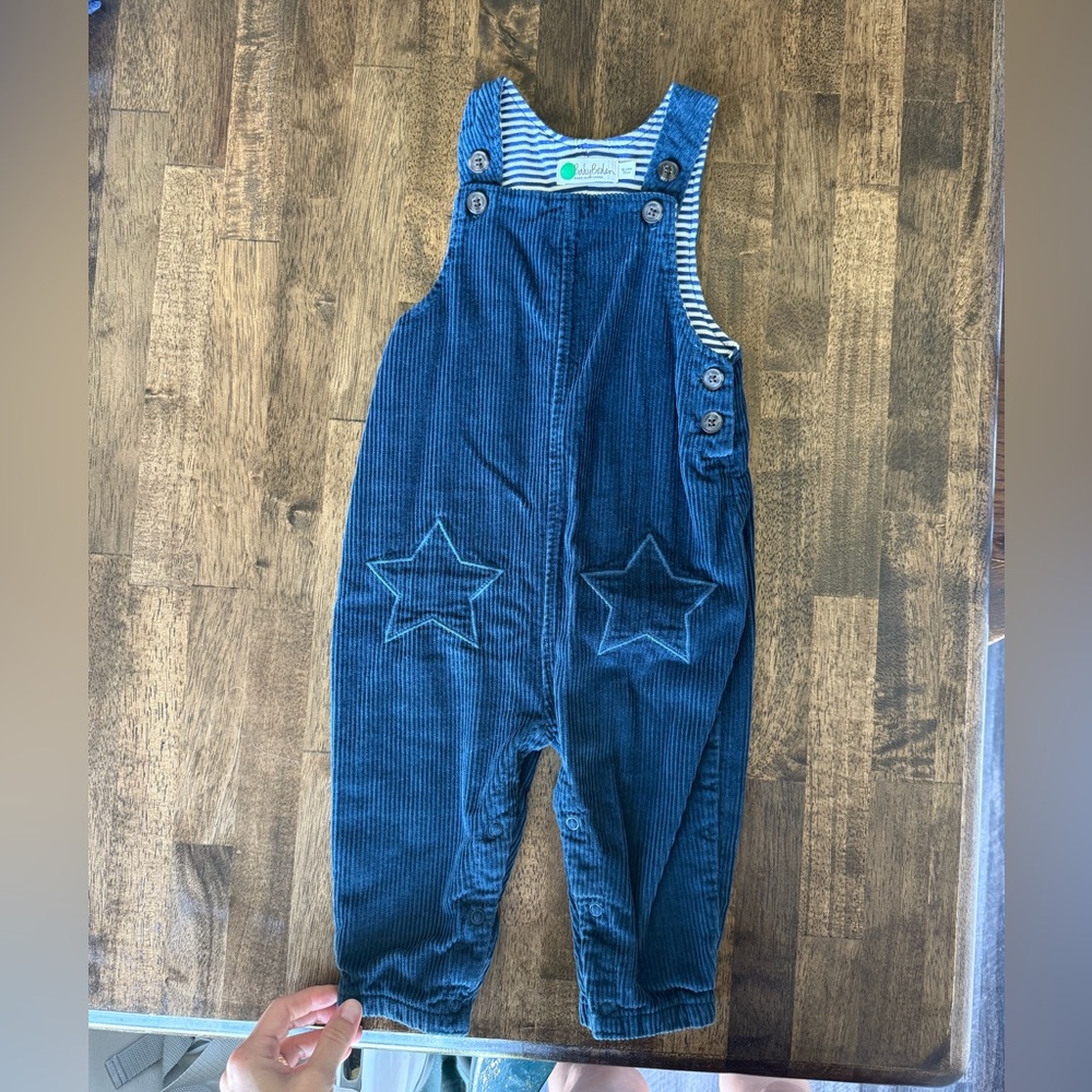 Boden Blue Corduroy Overalls with Star Patches